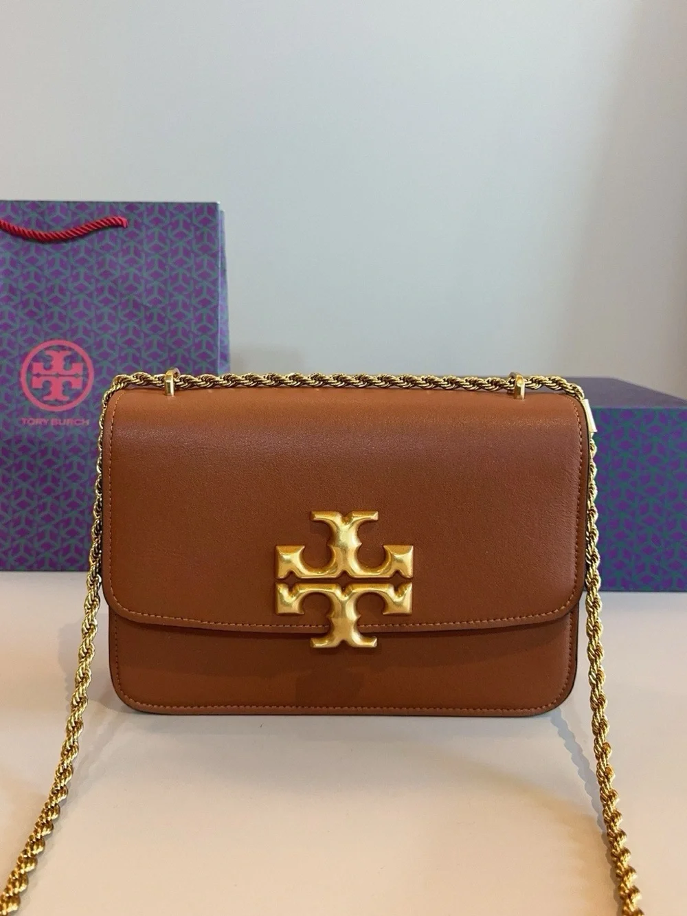 Tory Burch Miller Crossbody Bag in Brown with Gold Logo